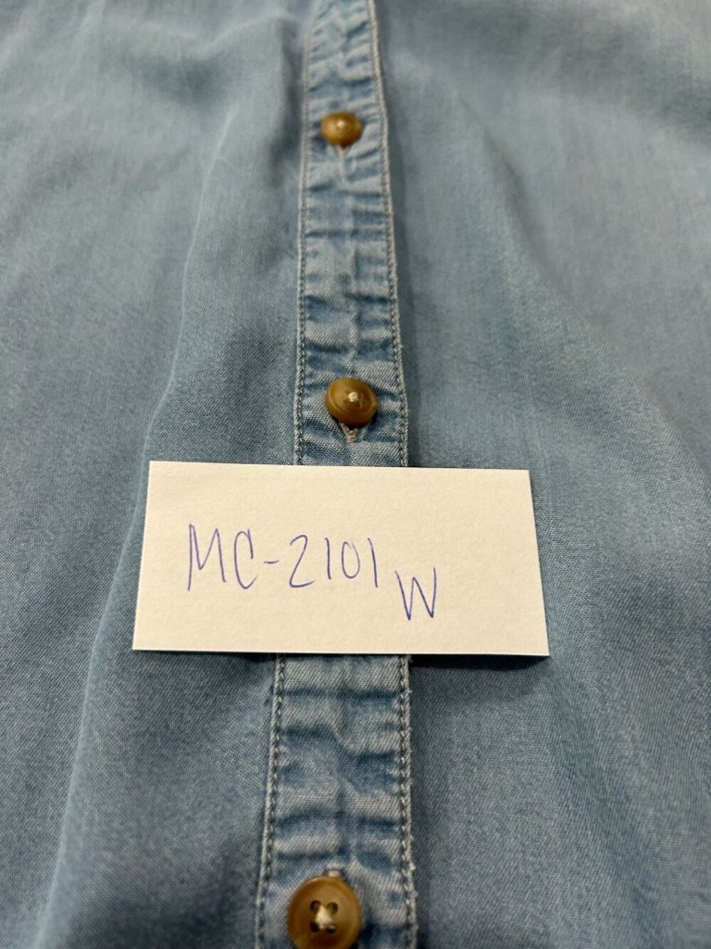 Thread + Supply Small Blue Tencel Button-Down Frayed Shirt Minimalist Coastal - Picture 10 of 11